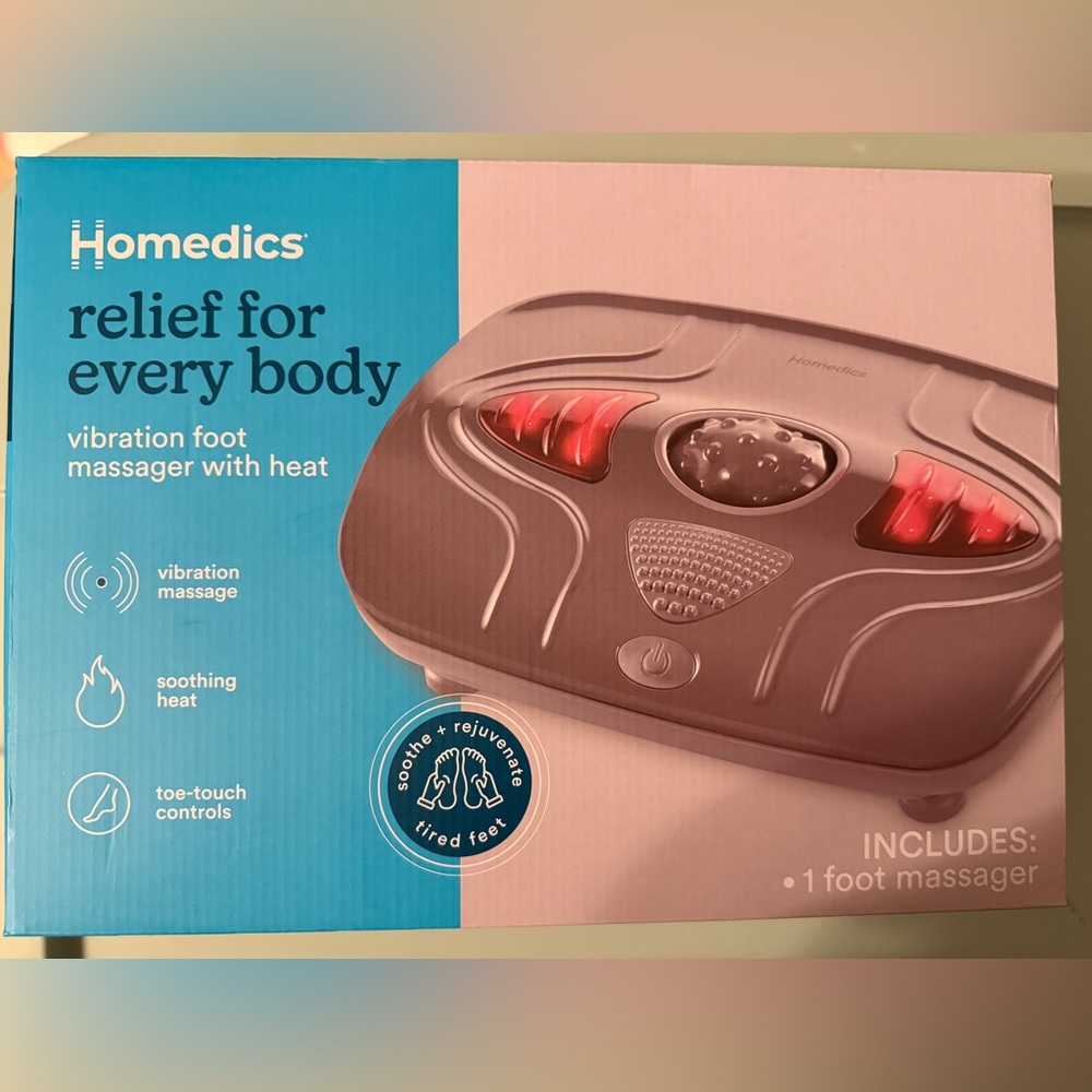 Homedics New Unused Vibration Foot Massager with Heat Pain Relieving Toe Control